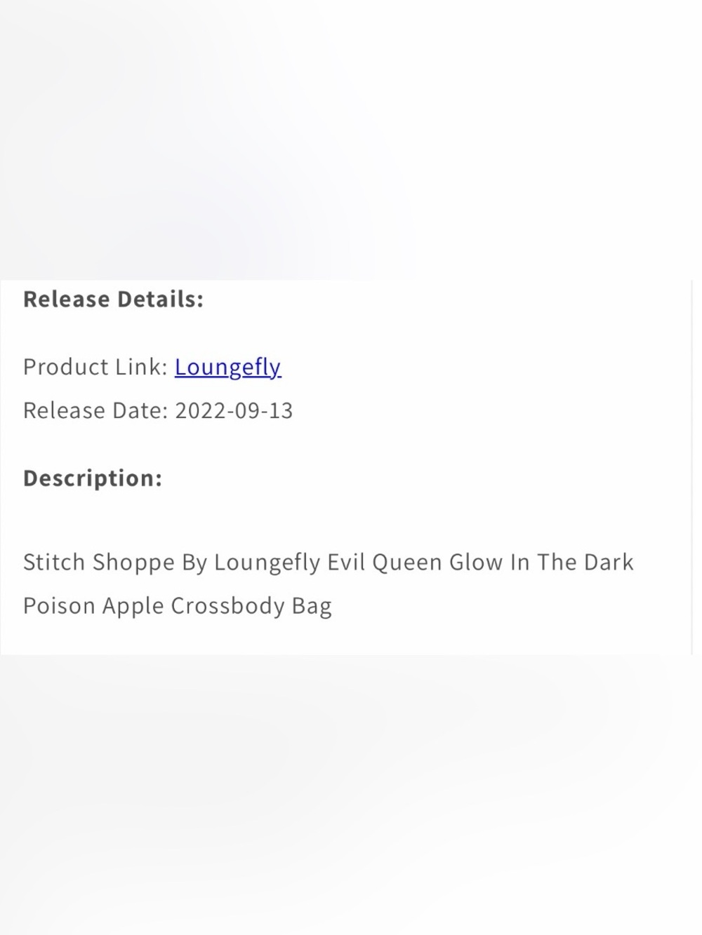 Loungefly Evil Queen Poison Apple Crossbody - Red & Pale Green Glow - Picture 6 of 6